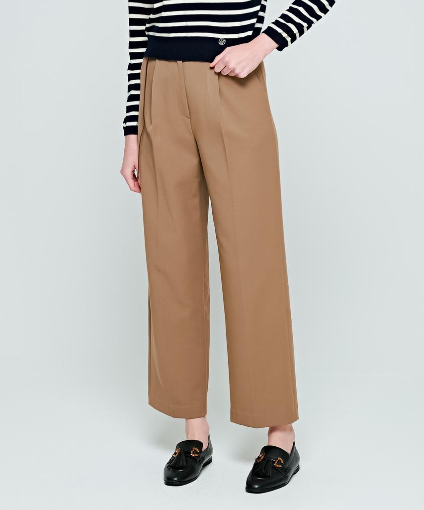 DEPASION Belted Semi-Wide Slacks (Beige)