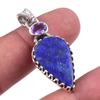 Натуральный лазурит, розовый аметист, кулон из стерлингового серебра 925 пробы, 1,75" g7z36