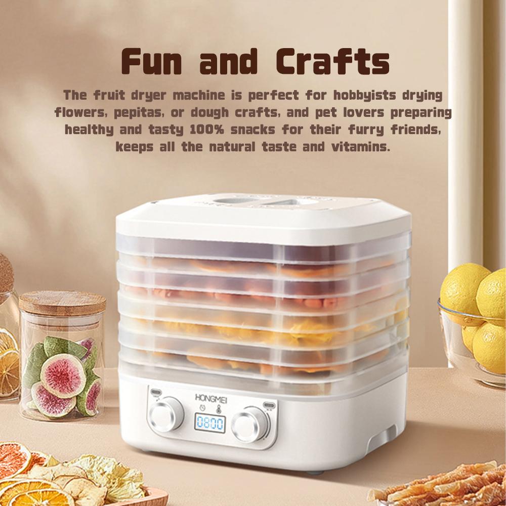 Сушилка для пищевых продуктов с 5 лотками и регулируемой температурой, автоматическая сушилка для пищевых продуктов и вяленого мяса,