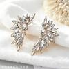 Vintage Round Diamond Round Flower Stainless Steel Earrings Design Premium Leaf Women's Stud Earrings
