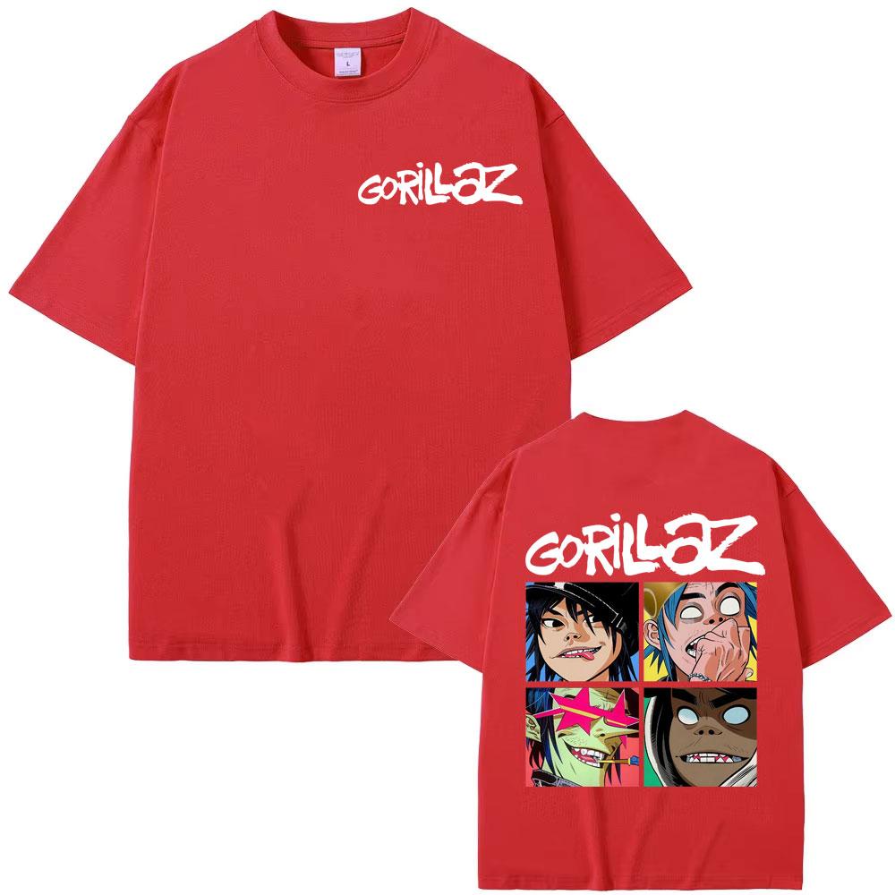 Рок-группа Gorillaz Винтажные Мультяшные Графические Футболки Мужские Женские Харадзюку Классические Хип-Хоп Футболки Чистый Хлопок Футболка Уличная Одежда