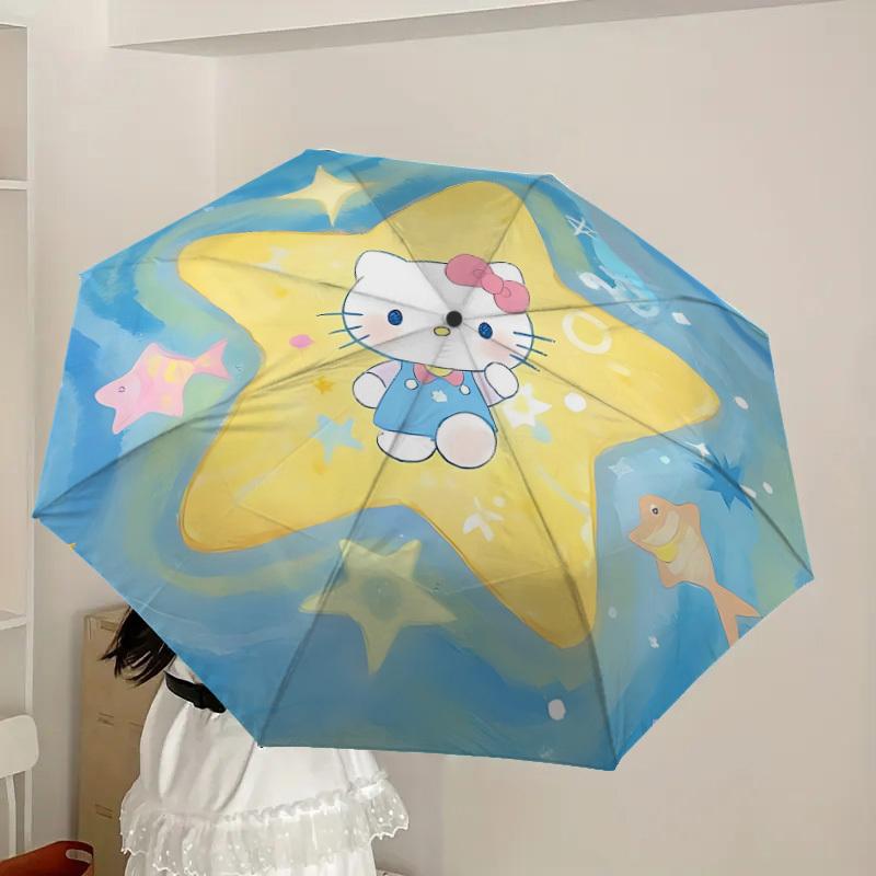 1pc Hello Kitty, Starfish Automatic Open/Close Umbrella, Lightweight Design for Everyone,Durable Canopy yy251014082