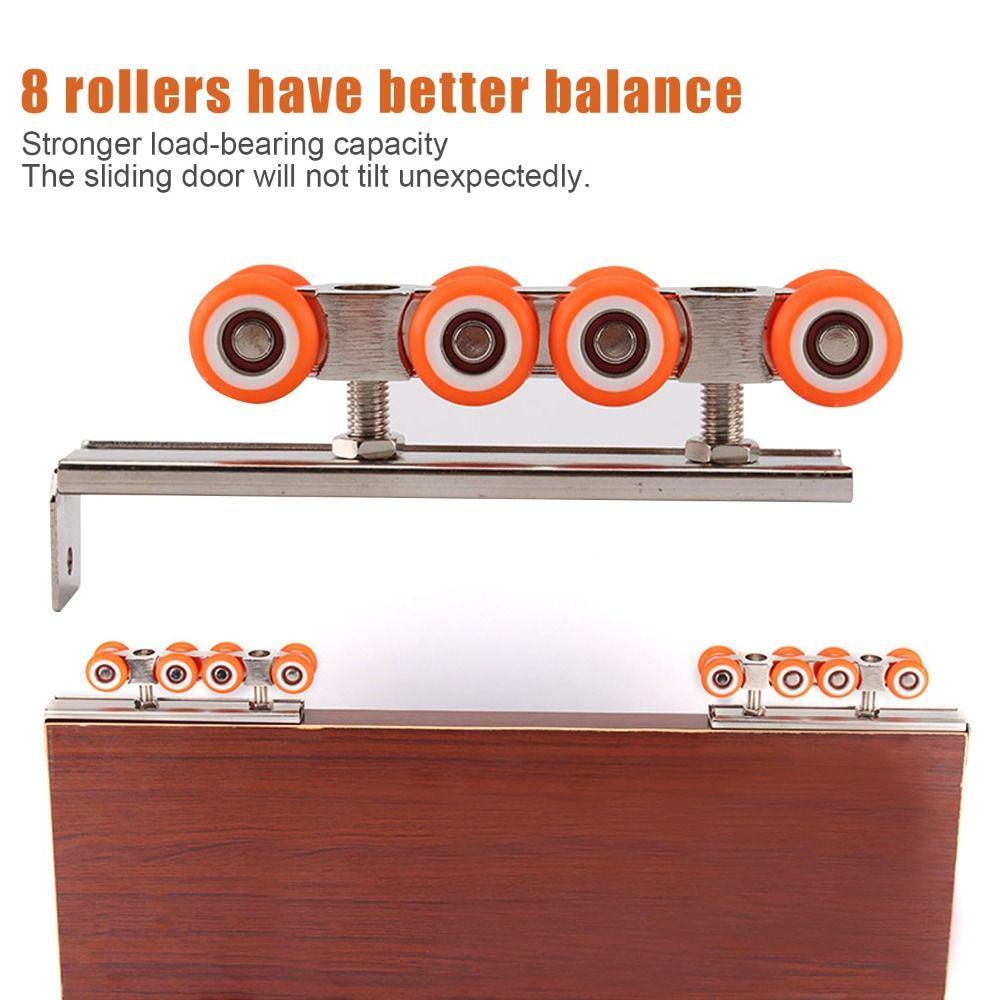 2 PCS Easy To Use Sliding Door Kit External Rail Sliding Casters Wide Applications