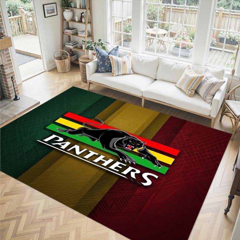 Penrith Panthers Design Crystal Velvet Carpet Cozy Non?Slip Printed Rug For Bedroom Living Room Entrance