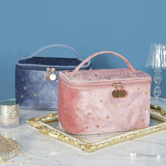 Бархатный футляр для хранения косметики в стиле ретро, ​​органайзер для путешествий со звездой и вышивкой