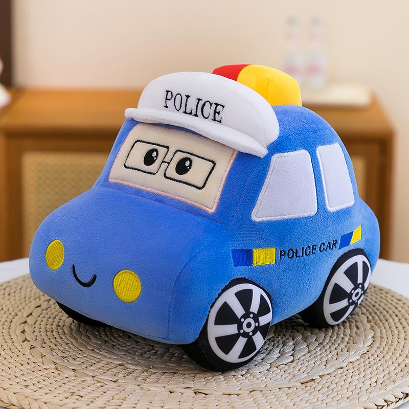 Cute Plush Toy Car: Ambulance, Police, Taxi, Children's Cushion Doll Model