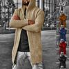 Men's Solid-Color Hooded Turtleneck Sweater Simple Casual Cardigan Jacket for Fall/Winter
