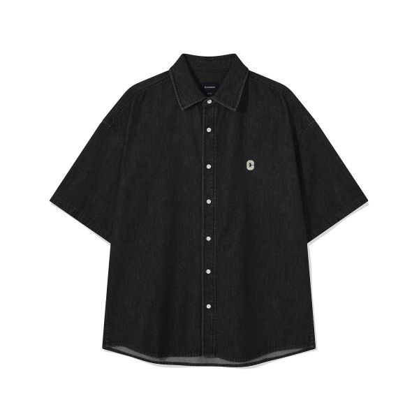 Covernat Ss25 Trendy Fashion Comfortable Simple Button Short Sleeve Shirt Unisex shirts Black CO2502SS33BK