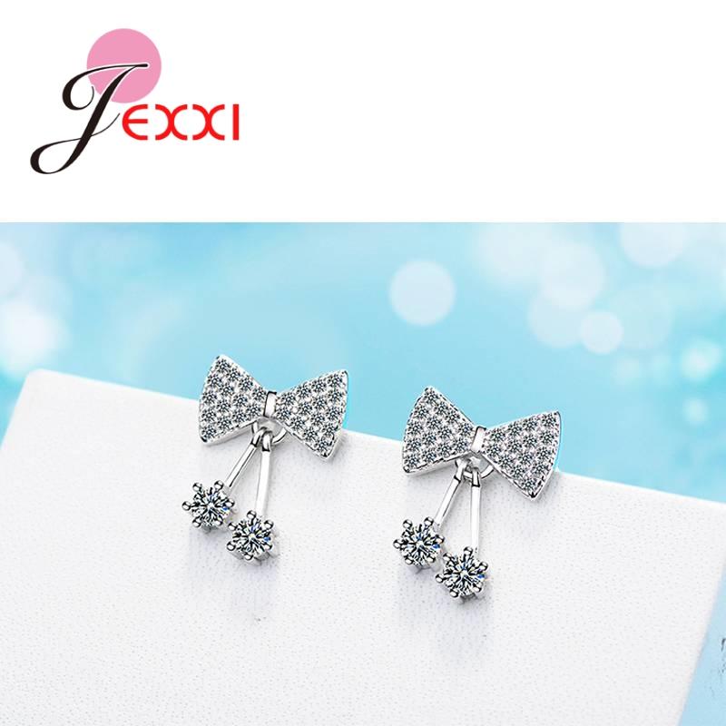 2025 Unique Design 925 Sterling Silver Stud Earrings With Bowknot Shape Rhinestones Fancy Wedding Accessory For Women