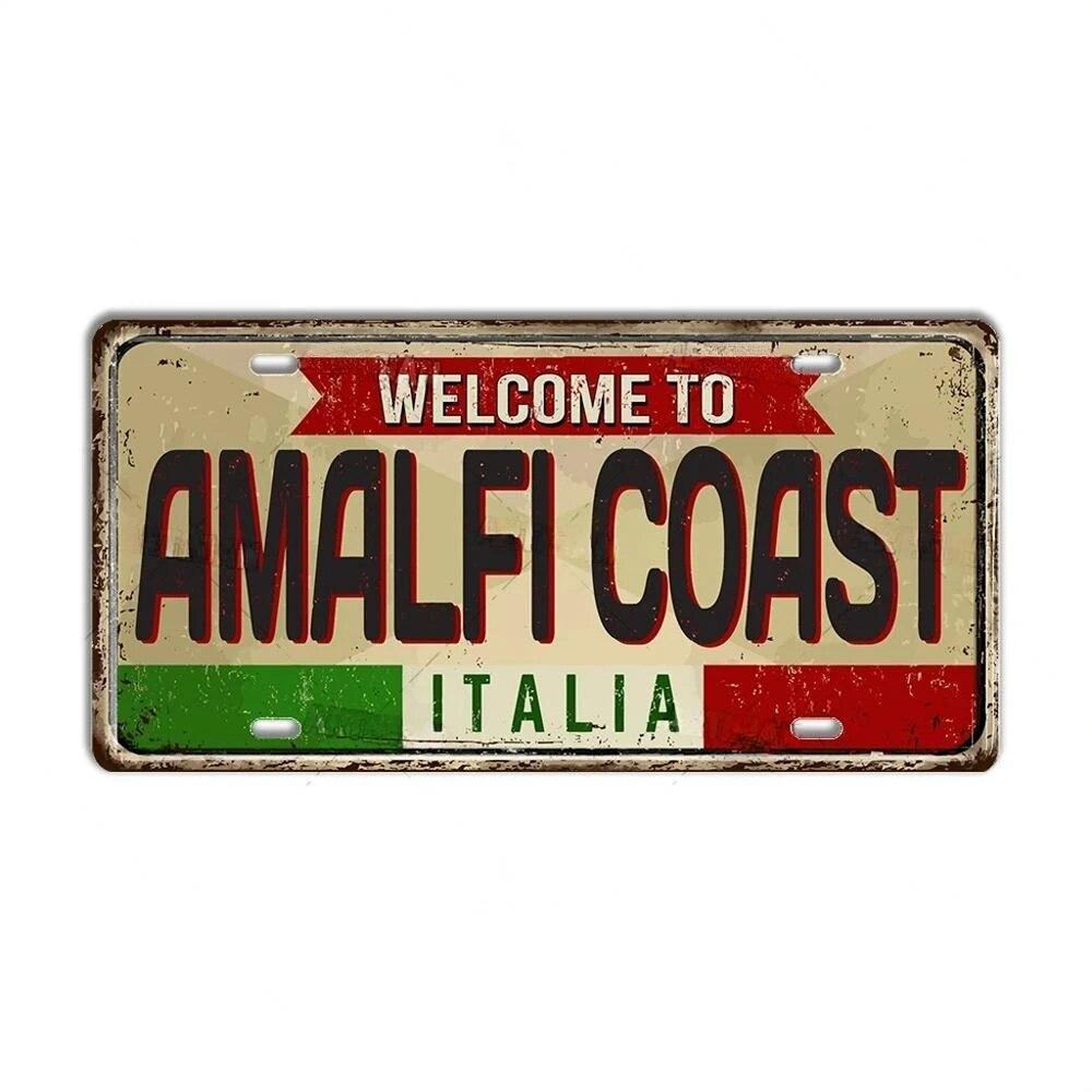FJ Metal Tin Signs ITALY License Plate City State Tin Plaque Landmark Posters Wall Garage Bar Pub Decors