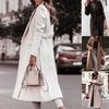 Женский длинный плащ, классическая длинная зимняя куртка с лацканами, ветрозащитное пальто с поясом