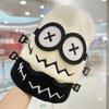 Autumn and Winter Wacky Cute Cartoon Big Eyes Pattern Knitted Mao Line Hat Women Candy Color Keep Warm Ear Protection Knitted Hat