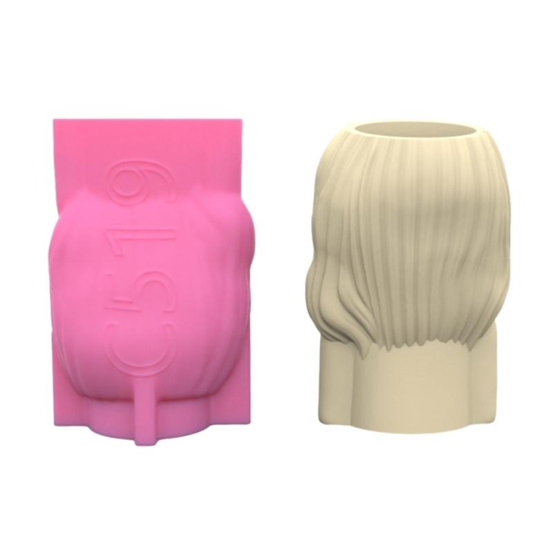 Cute Girls Flower Silicone Molds Pen Holder Epoxy Resin Mold Succulent Planter Making Tool for Gypsum Crafts