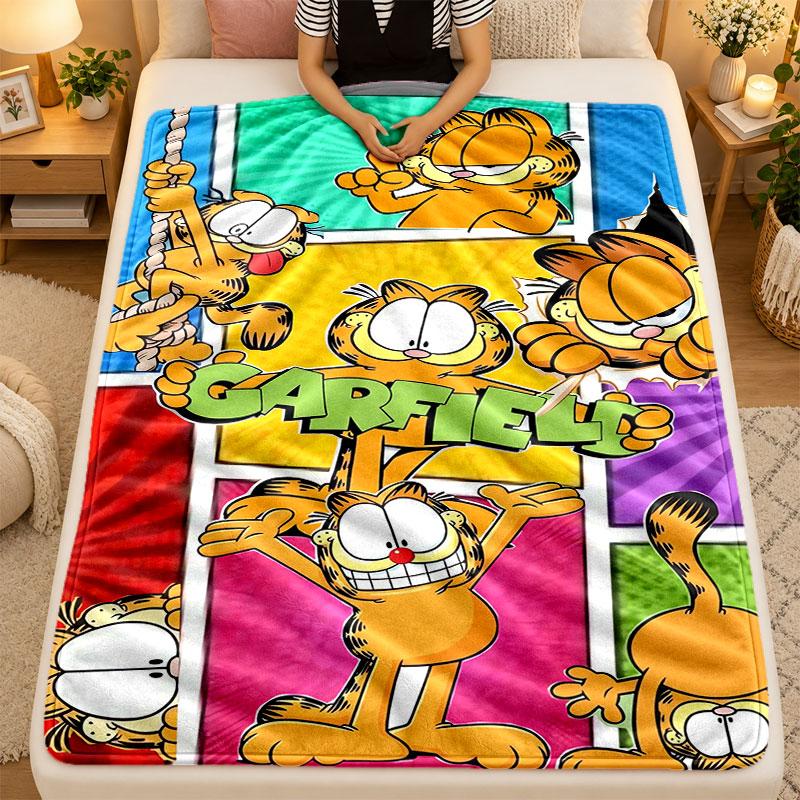 Flannel BlanketGarfield Warm Soft Throw Blanket for Indoor Sofa Bed Living Room Use