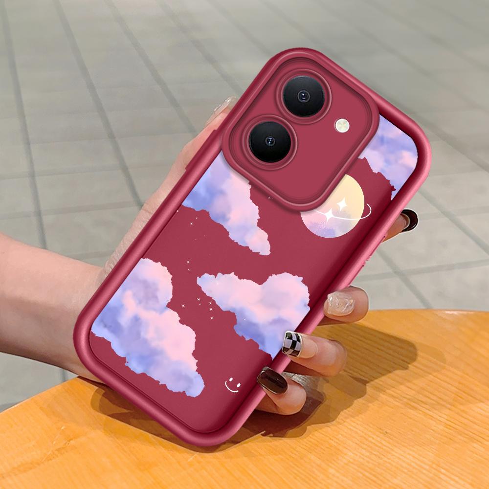 Soft Silicone Square Ladder Printing Pattern Phone Casing Full Cover Camera Shockproof Protection Rubber Case for Vivo