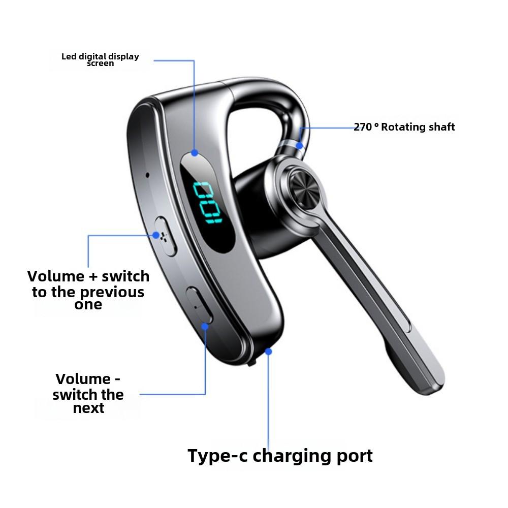 The New Wireless Bluetooth Headset Does Not Fit The Ear Hanging Sports Driving Dual-wheat Noise Reduction Ultra-long Endurance