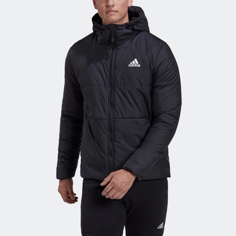 Adidas Мужская хлопковая куртка с длинными рукавами и полосатым узором с логотипом и воротником-стойкой, черная HG6276