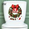 Holiday Party Bathroom Supplies Christmas Wreath Toilet Decal, Merry Bow Seat Sticker, Home Decoration Items Waterproof Lid Tank Decals, Self-Adhesive