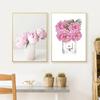 Canvas Painting Nordic Decor Pink Peony Flower Poster and Print Love Wall Art Floral Picture Bedroom