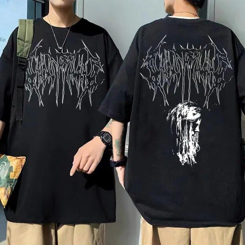 Ghostemane футболка с двусторонним принтом, футболка унисекс, футболки Pouya, топы унисекс из 100% хлопка, уличная одежда, унисекс, женские модные футболки в стиле хип-хоп