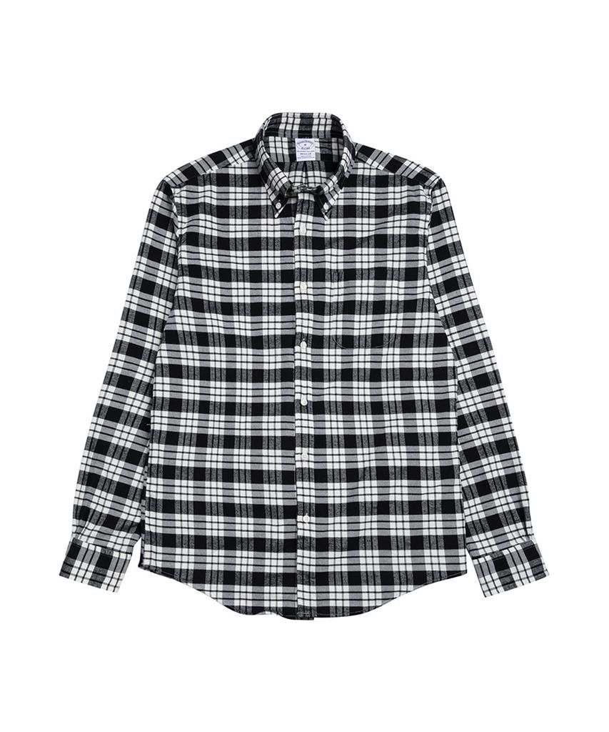 BROOKS BROTHERS Somel'Ose Flannel Check Shirt (Black) (Bbthmm54767Dw)
