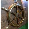 Ship Wheel Ships Steering Wheel Nautical Wheel Wood Wheel Ships Wheel Vintage Nautical Décor Nautical Art - with Brass Handle, Brass Ring.