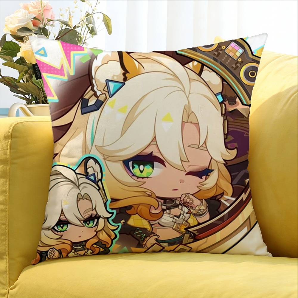 Game G-enshin I-Impac-t World Various Sizes Square Pillow Case For Car Home Bedchamber Decor