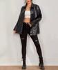 Genuine Lambskin Leather Stylish BLACK Women's Shirt Casual Fashion Party Wear