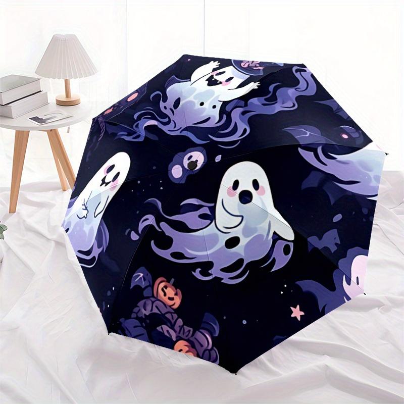 1 шт. Призрачная Ночь Автоматический Открывающийся/Закрывающийся Зонт с Кнопкой Одного Касания, Ветрозащитная Конструкция, Легкий Портативный Зонт для Женщин и Мужчин6081