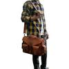 New Men Real Goat Leather Vintage Brown Messenger Shoulder Laptop Bag Briefcase. Size 11 X 15 X 4