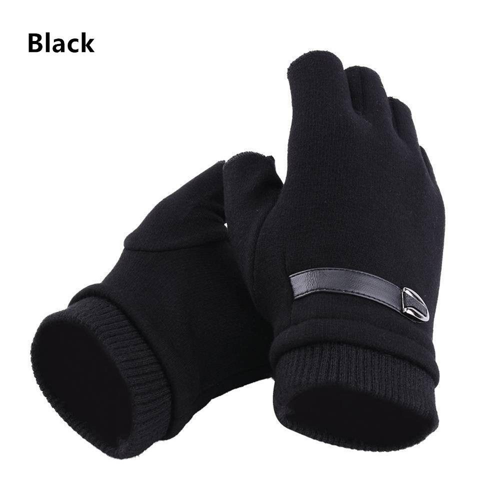 Warm Thick Fingerless Mens Mittens Half Finger Winter Gloves Thermal