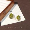 Maillard Fashion Metal Disc Earrings Retro Temperament Simple High-end Stud Earrings Autumn and Winter Niche Design Earrings