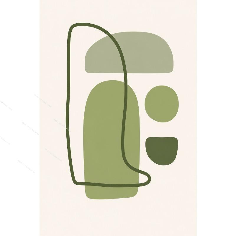 Sage Green Abstract Line Art Canvas Gallery Wall Prints Minimalist Geometric Leaf Face Wall Art Boho Neutral Modern Home Decor