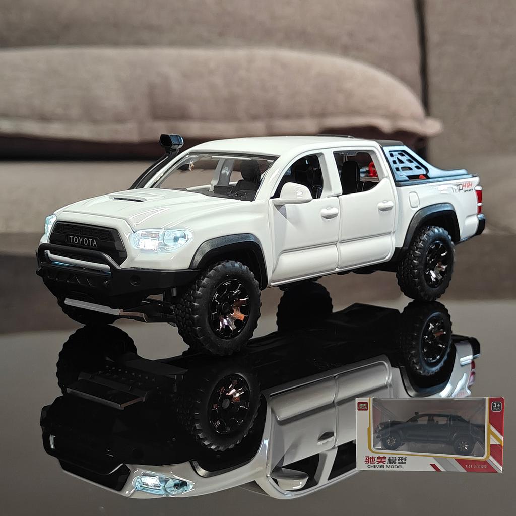 1:32 Toyota Tacoma TRO Off Road Pickup Alloy Diecast Model Computer Desktop Decoration With Sound Light Beautiful Christmas Gift