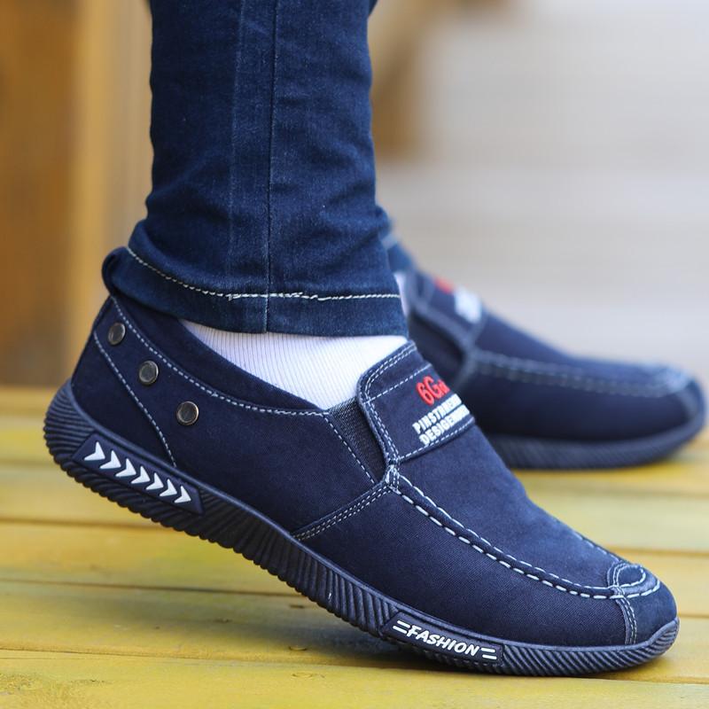 NEW Denim Men Canvas Shoe Lightweight Anti Slip Driving Shoe Comfortable Breathable Casual Shoe Retro Breathable Loafers for Men