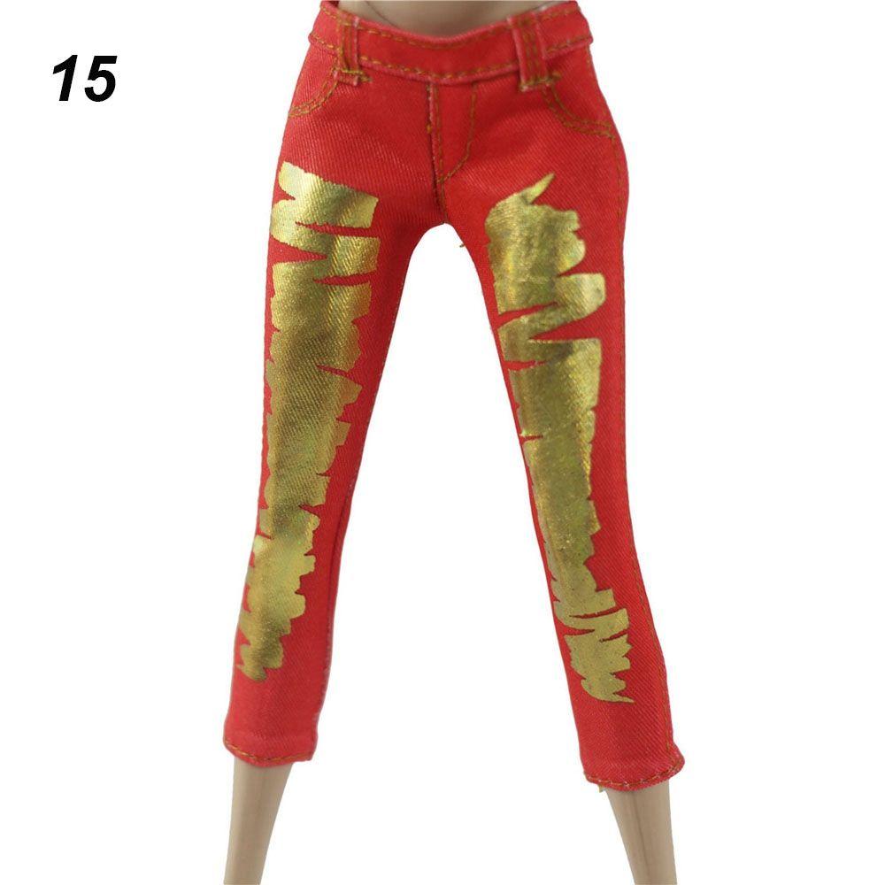 Fashion 1/6 BJD Dolls Casual Wears Floral Jeans Dolls Trousers Clothes Accessories Leather Pants