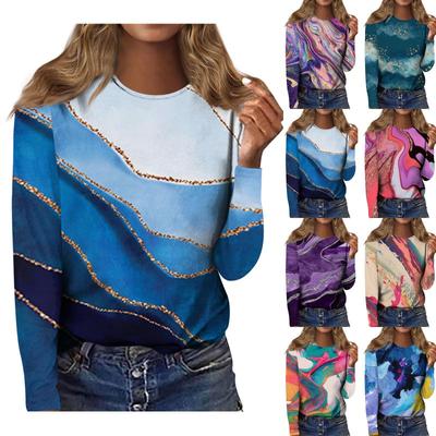 Модные женские футболки с круглым вырезом и длинным рукавом с принтом