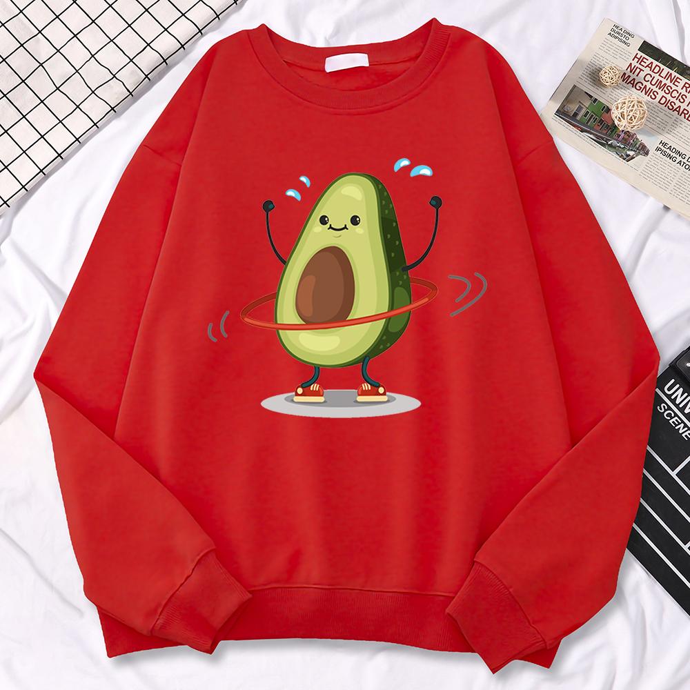 Casual Trend Women Pullovers Avocado Exercise And Rotation Printing Hoodies Soft Sweatshirt Loose Warm Female Clothes