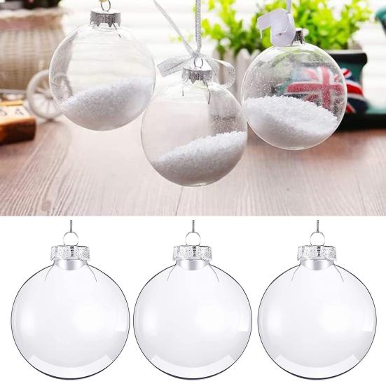 2 шт., 6/8/10 см, прозрачный рождественский шар, многоразовый, небьющийся, многоразовый, праздничное украшение, рождественская елка, подвесной шар, орнамент, кулон, праздничные атрибуты, подарок