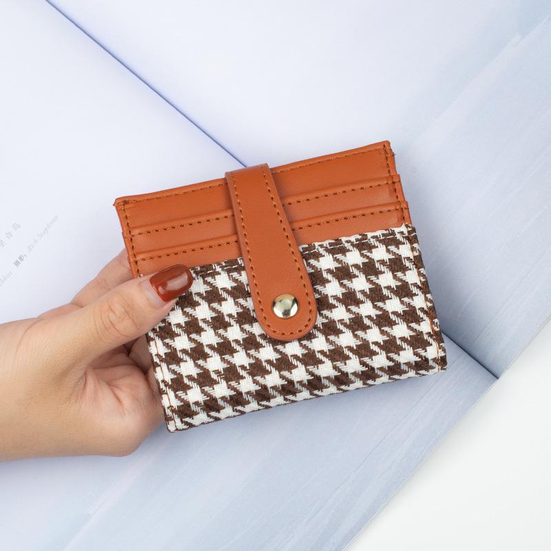 Wallet Female Student Thousand Bird Grid Small Fresh Lady Tide Change Bag Card Bag Integrated