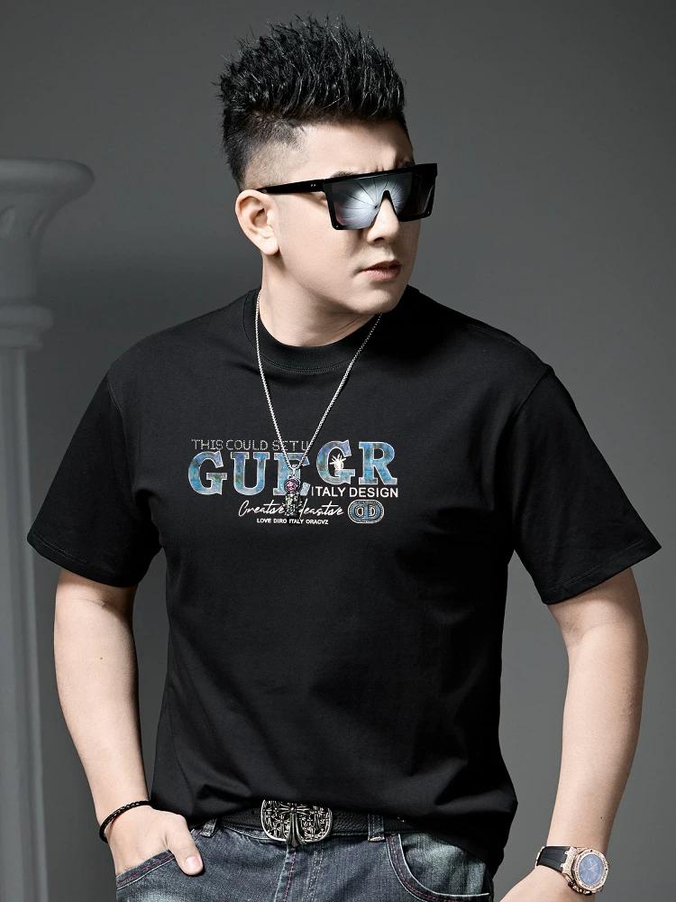 European Trendy Brand Gold Foil and Rhinestone Short-Sleeve T-Shirt 2025 Summer New Style Half-Sleeve Tee Men's Loose Casual Top