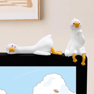 3D Украшение в виде утки из смолы, мультяшная мини-фигурка утки, украшение для монитора компьютера или телевизора, коллекционное, для подарка друзьям, для дисплея на экране автомобиля