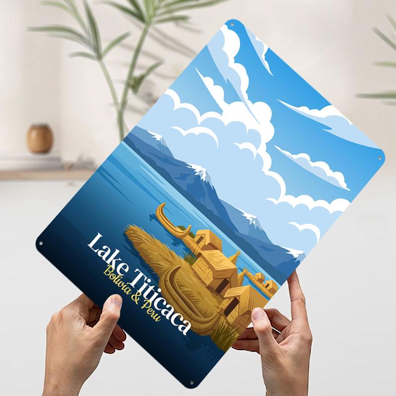 Lake Titicaca Bolivia Peru Poster Customized Vintage Metal Signs Wall Art Retro Tin Plaque for Decoration At Home Decor Items