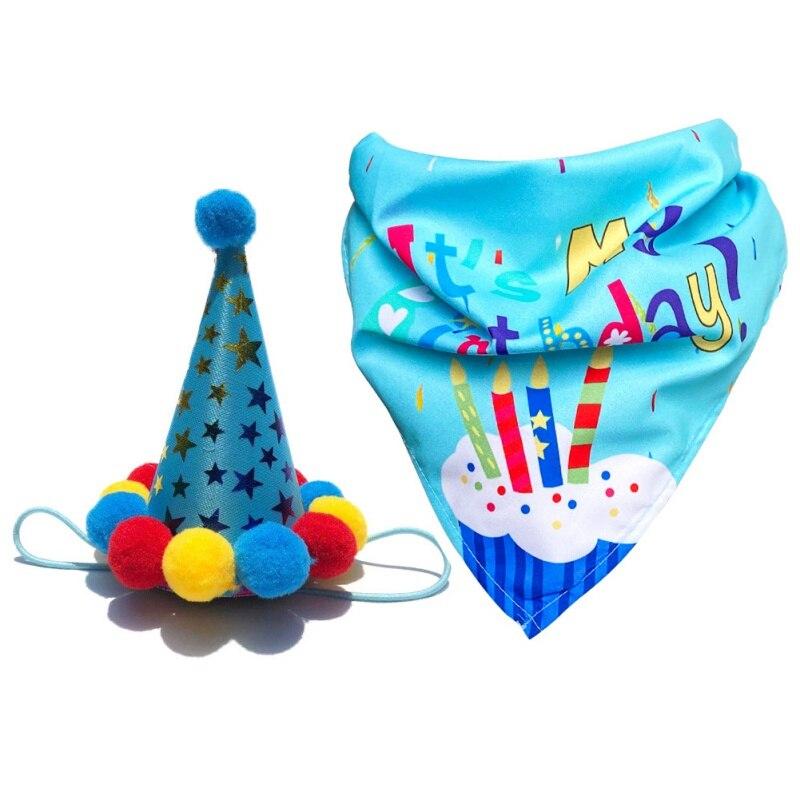Pets Happy Birthday Decoration Dog Costume Hats Bowknot Bandana Neckerchief Bibs Banners Party Cat Dog Pets Accessories