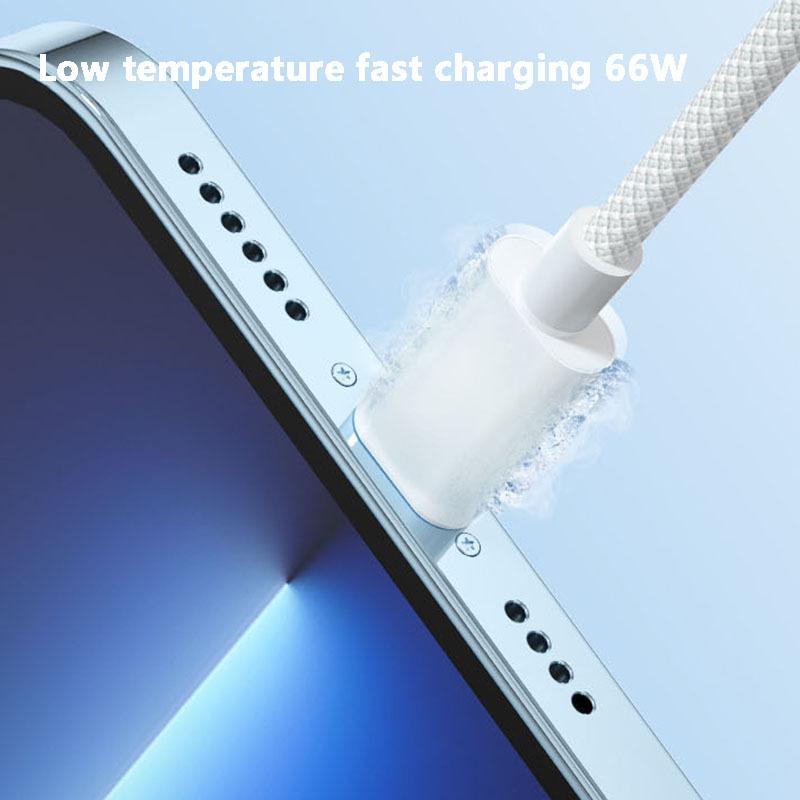 66 Вт сверхбыстрая зарядка Macaron Woven 1/3 кабель для передачи данных подходит для Apple Android TypeC кабель для зарядки