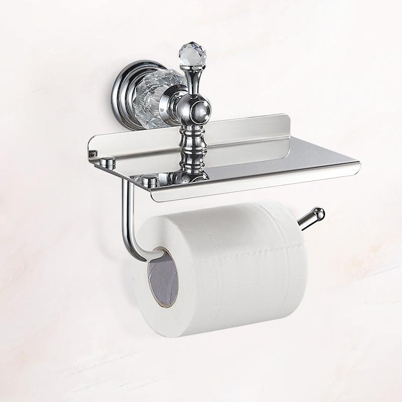 Bathroom Hardware Set Crystal Bath Towel Shelf Toilet Paper Holder Sliver Chrome Towel Bar Toilet Brush Holder Robe Hook EL8130