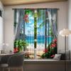 2 pieces of modern landscape printing curtain-rod pocket design   easy to hang window curtain for home decoration