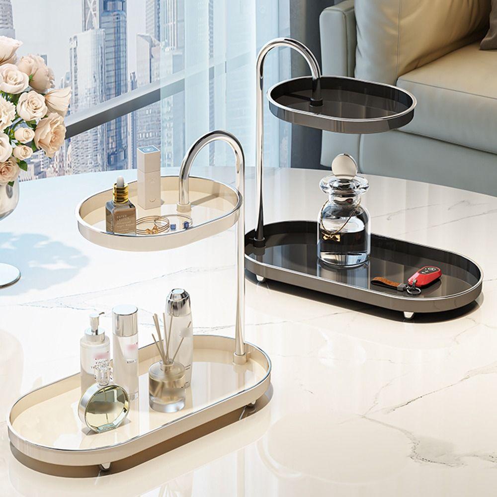 Space Saving Desktop Storage Tray Stainless Steel Rod Makeup Storage Display Stand Kitchen