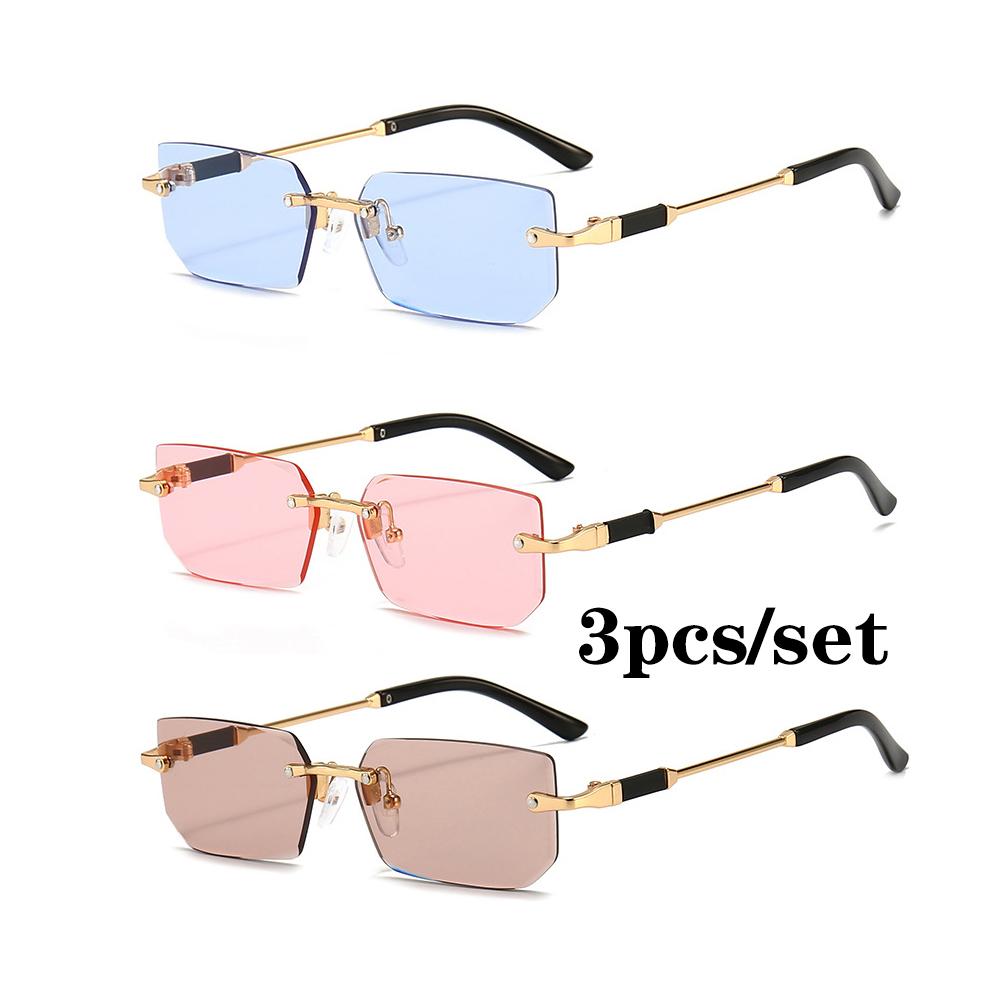 Модные безободковые прямоугольные солнцезащитные очки Популярные женские мужские солнцезащитные очки Маленькие квадратные солнцезащитные очки для женщин мужчин Летние для путешествий Окулос