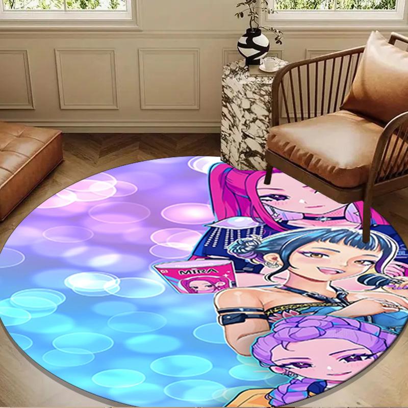Kpop cartoon Round Rug for Livingroom,Bedroom, Palyroom, Chair Rug, Area rug, Circle Carpet, Large Size Fan Christmas gift